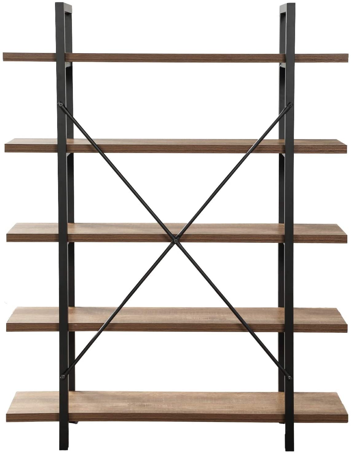  FRAPOW 5 Tier Bookshelf, 70 inch Tall Solid Bookcase Industrial  Wooden Bookshelves Large Wall Etagere Rustic Vintage Book Shelf with Metal  Frame Open Storage Rack for Living Room Home Office 