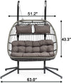 Swing Chair, Luxury 2 Person Wicker Swing Chair Rattan X-Large Double Hanging Egg Chair