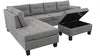 Sectional Sofa Set with Extra Wide Chaise Lounge and Storage Convertible Sectional Sofa Couch Modern L-Shaped Couch