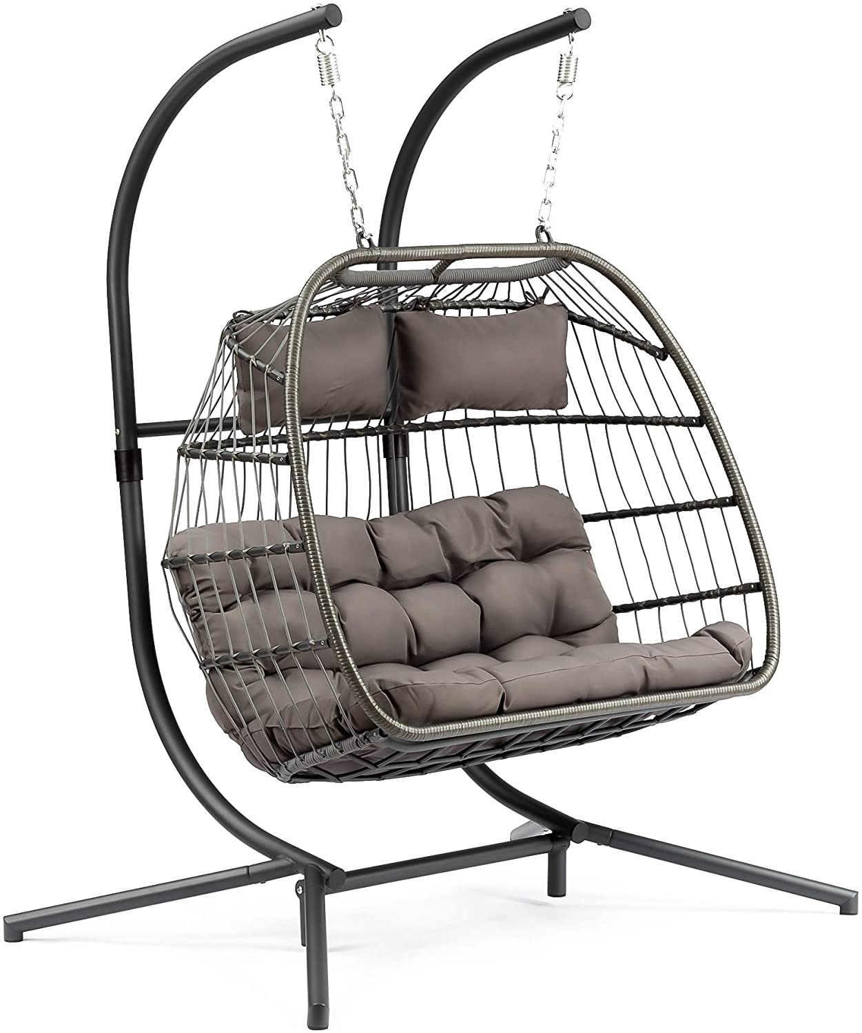 2 person wicker online swing chair with stand